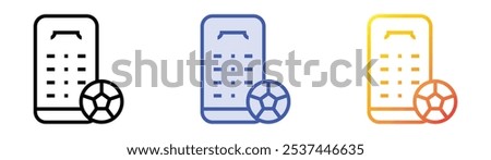 soccer icon. Linear, Blue Fill and Gradient Style Design Isolated On White Background