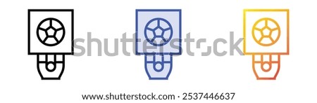 soccer icon. Linear, Blue Fill and Gradient Style Design Isolated On White Background