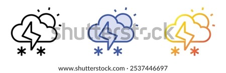 snow storm icon. Linear, Blue Fill and Gradient Style Design Isolated On White Background