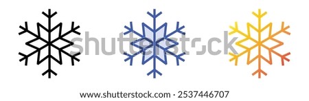 snow icon. Linear, Blue Fill and Gradient Style Design Isolated On White Background