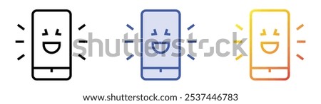 smileys icon. Linear, Blue Fill and Gradient Style Design Isolated On White Background