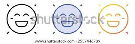 smile icon. Linear, Blue Fill and Gradient Style Design Isolated On White Background