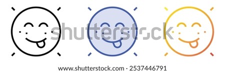 smile icon. Linear, Blue Fill and Gradient Style Design Isolated On White Background