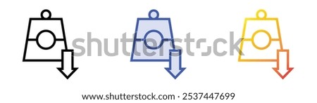 slim down icon. Linear, Blue Fill and Gradient Style Design Isolated On White Background