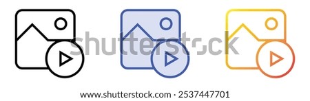 slideshow icon. Linear, Blue Fill and Gradient Style Design Isolated On White Background