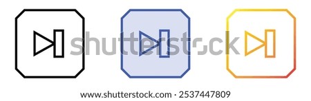 skip icon. Linear, Blue Fill and Gradient Style Design Isolated On White Background