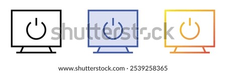 shutdown icon. Linear, Blue Fill and Gradient Style Design Isolated On White Background