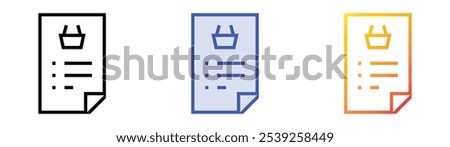 shopping list icon. Linear, Blue Fill and Gradient Style Design Isolated On White Background