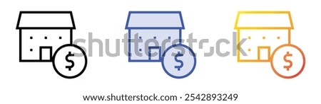 Valuation icon. Linear, Blue Fill and Gradient Style Design Isolated On White Background