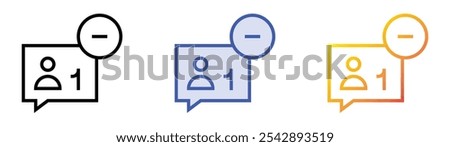 unfriend icon. Linear, Blue Fill and Gradient Style Design Isolated On White Background