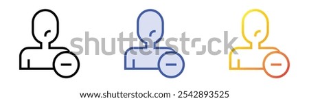 unfollow icon. Linear, Blue Fill and Gradient Style Design Isolated On White Background