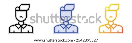 unhappy icon. Linear, Blue Fill and Gradient Style Design Isolated On White Background