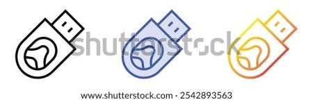 usb stick icon. Linear, Blue Fill and Gradient Style Design Isolated On White Background