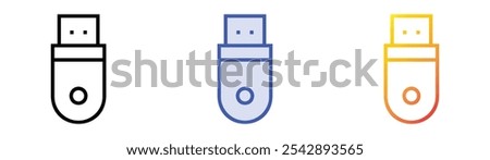 usb icon. Linear, Blue Fill and Gradient Style Design Isolated On White Background