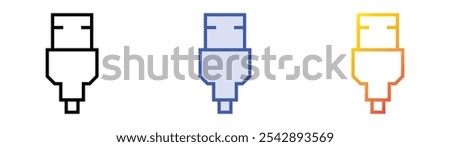 usb connection icon. Linear, Blue Fill and Gradient Style Design Isolated On White Background