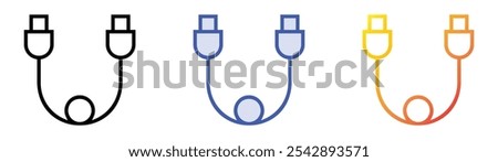 usb cable icon. Linear, Blue Fill and Gradient Style Design Isolated On White Background