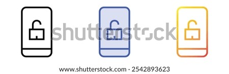 unlocked icon. Linear, Blue Fill and Gradient Style Design Isolated On White Background