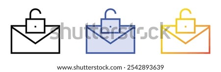 unlocked icon. Linear, Blue Fill and Gradient Style Design Isolated On White Background