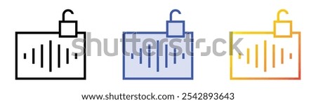 unlock icon. Linear, Blue Fill and Gradient Style Design Isolated On White Background