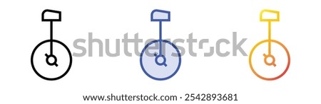 unicycle icon. Linear, Blue Fill and Gradient Style Design Isolated On White Background