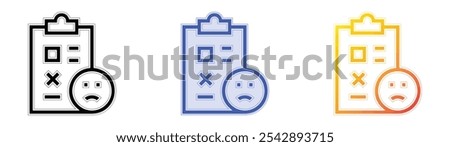 unhappy icon. Linear, Blue Fill and Gradient Style Design Isolated On White Background