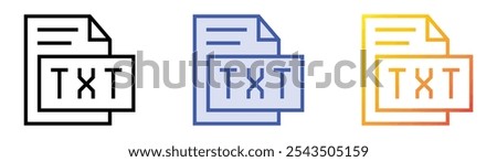 txt format icon. Linear, Blue Fill and Gradient Style Design Isolated On White Background