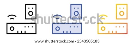 tv box icon. Linear, Blue Fill and Gradient Style Design Isolated On White Background