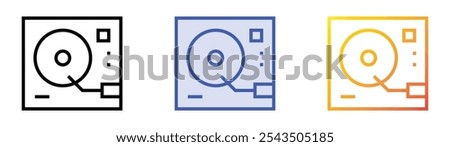 turntable icon. Linear, Blue Fill and Gradient Style Design Isolated On White Background