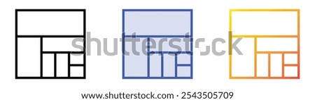 treemap chart icon. Linear, Blue Fill and Gradient Style Design Isolated On White Background