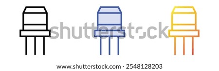 transistor icon. Linear, Blue Fill and Gradient Style Design Isolated On White Background