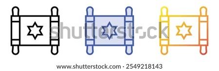 torah icon. Linear, Blue Fill and Gradient Style Design Isolated On White Background