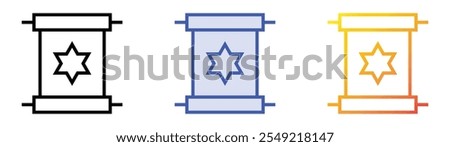 torah icon. Linear, Blue Fill and Gradient Style Design Isolated On White Background