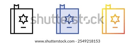 torah icon. Linear, Blue Fill and Gradient Style Design Isolated On White Background