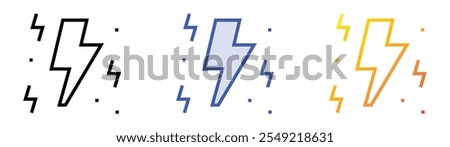 thunderbolt icon. Linear, Blue Fill and Gradient Style Design Isolated On White Background