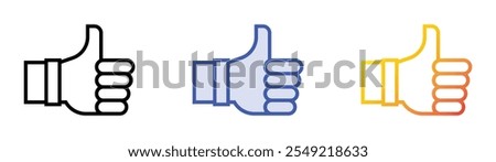 thumbs up icon. Linear, Blue Fill and Gradient Style Design Isolated On White Background