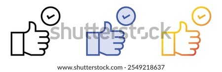 thumb up icon. Linear, Blue Fill and Gradient Style Design Isolated On White Background