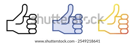 thumb icon. Linear, Blue Fill and Gradient Style Design Isolated On White Background