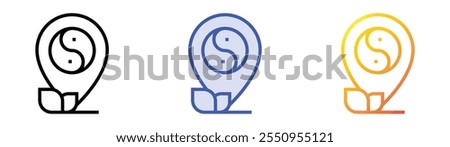 yin yang icon. Linear, Blue Fill and Gradient Style Design Isolated On White Background