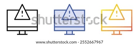 warning icon. Linear, Blue Fill and Gradient Style Design Isolated On White Background