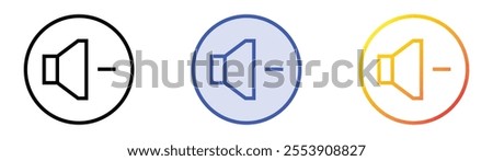 volume down icon. Linear, Blue Fill and Gradient Style Design Isolated On White Background