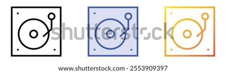 vinyl record icon. Linear, Blue Fill and Gradient Style Design Isolated On White Background