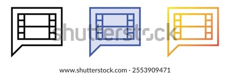 video icon. Linear, Blue Fill and Gradient Style Design Isolated On White Background