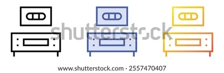 vhs player icon. Linear, Blue Fill and Gradient Style Design Isolated On White Background