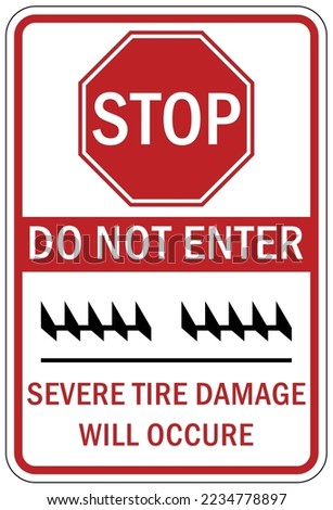 Tire damage warning sign and labels