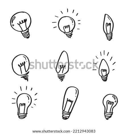 Doodle sketch style of Hand drawn light bulb icon vector illustration for concept design.