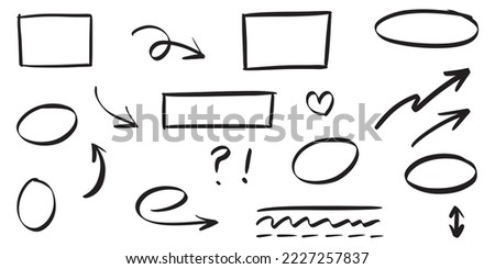 Doodle sketch style of Hand drawn lines, Arrows, circles and curves vector illustration for concept design.