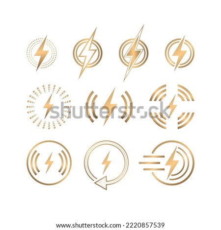 golden charging icon vector wireless charging icon concept Lightning charging simple icon on white background.