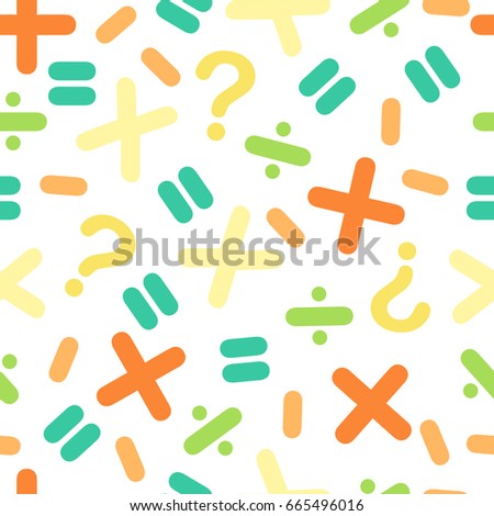 seamless colorful mathematical symbol pattern on white background