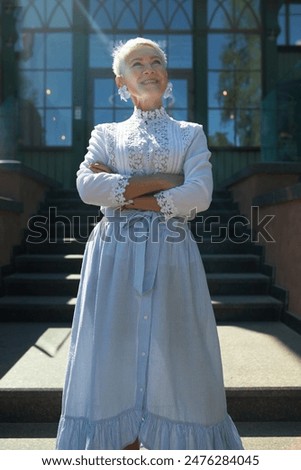 Similar – Image, Stock Photo Bossy elegant woman against vintage interior in country house