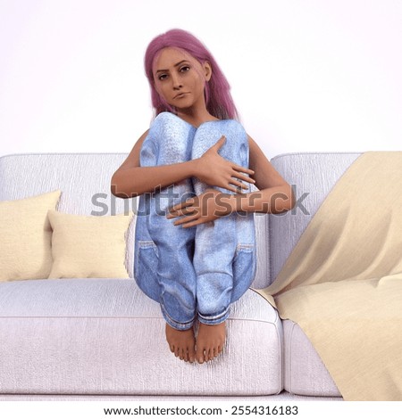 Similar – Image, Stock Photo Downcast Woman with Hair Covering Face